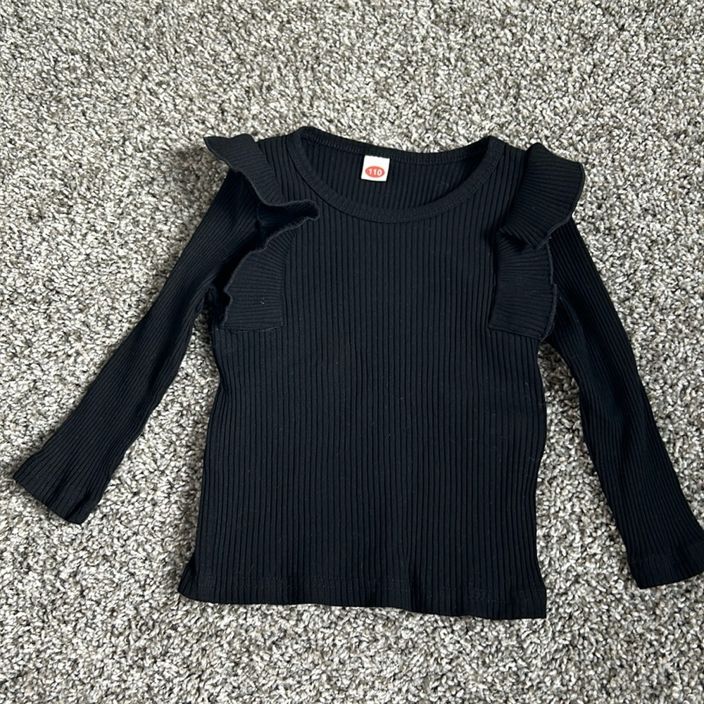 3T toddler girl black top with ruffle detail from Amazon